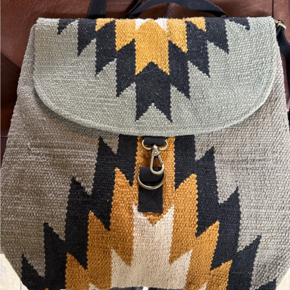 Panache Gray and Mustard Zigzag Backpack